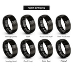 font options for inside engraving on black south korea rings