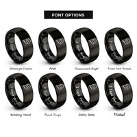 font options for inside engraving on black south korea rings