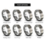 font options for inside engraving on silver south korea rings