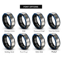 font options for inside engraving on black & blue & silver south mark rings