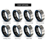 font options for inside engraving on black & blue & grey south mark rings