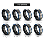 font options for inside engraving on black & blue & gray south node rings