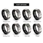 font options for inside engraving on black & gray south node rings