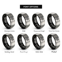font options for inside engraving on black & gray southern globe rings