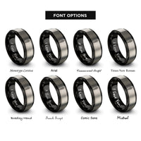 font options for inside engraving on black & grey souvlaki skewer rings