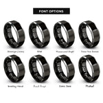 font options for inside engraving on black & grey souvlaki skewer rings
