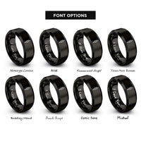 font options for inside engraving on black souvlaki skewer rings