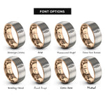 font options for inside engraving on rose gold & silver souvlaki skewer rings