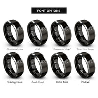 font options for inside engraving on black & gray sow rings