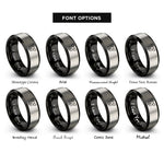 font options for inside engraving on black & silver sow rings