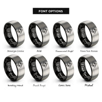 font options for inside engraving on black & grey sowilo rings