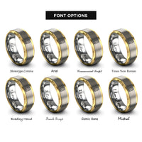 font options for inside engraving on gold & grey soy sauce packet rings