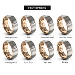 font options for inside engraving on rose gold & gray soy sauce packet rings