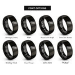 font options for inside engraving on black soybean pod rings