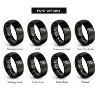 font options for inside engraving on black soybean pod rings