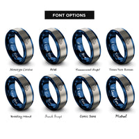 font options for inside engraving on blue & grey spa layout rings