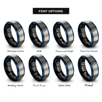 font options for inside engraving on black & blue & gray space capsule rings