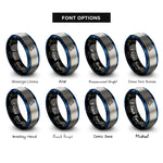 font options for inside engraving on black & blue & silver space capsule rings