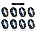 font options for inside engraving on black & blue & grey space capsule rings