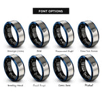 font options for inside engraving on black & blue & gray space capsule rings