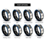 font options for inside engraving on black & blue & silver space capsule rings