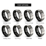 font options for inside engraving on black & grey space capsule rings