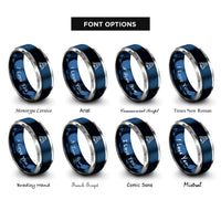 font options for inside engraving on blue & gray space capsule rings