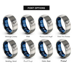 font options for inside engraving on blue & gray space capsule rings