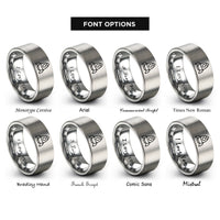 font options for inside engraving on grey space capsule rings