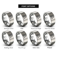 font options for inside engraving on silver space capsule rings