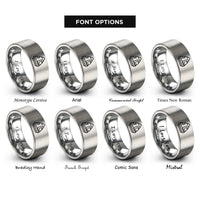 font options for inside engraving on grey space capsule rings
