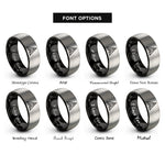 font options for inside engraving on black & gray space force rings