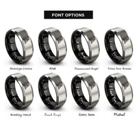 font options for inside engraving on black & silver space force rings