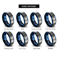 font options for inside engraving on blue & silver space probe rings