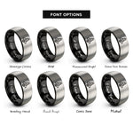 font options for inside engraving on black & gray space shuttle rings
