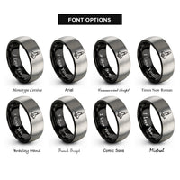 font options for inside engraving on black & gray space shuttle rings