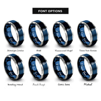 font options for inside engraving on blue & gray space shuttle rings