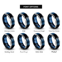 font options for inside engraving on blue & silver space station rings