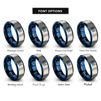 font options for inside engraving on blue & silver space station rings