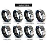font options for inside engraving on black & blue & gray space suit helmet rings