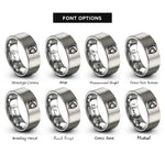font options for inside engraving on silver space suit helmet rings
