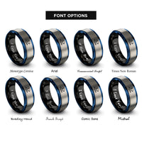 font options for inside engraving on black & blue & grey space telescope rings