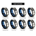 font options for inside engraving on black & blue & grey space telescope rings