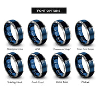 font options for inside engraving on blue & silver space telescope rings