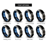 font options for inside engraving on black & blue & grey space wheel rings