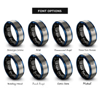 font options for inside engraving on black & blue & gray space wheel rings