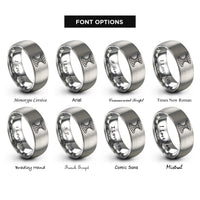 font options for inside engraving on gray spacetime grid warp rings