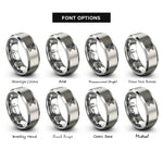 font options for inside engraving on gray spacetime grid warp rings