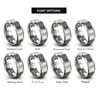 font options for inside engraving on gray spacetime grid warp rings