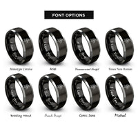 font options for inside engraving on black & grey spacewalk eva rings